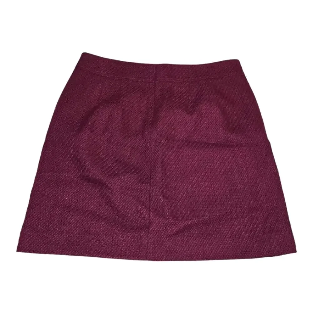 Loft Zip Pocket Elegant Burgundy Tweed Mini Skirt‎ Size 10
